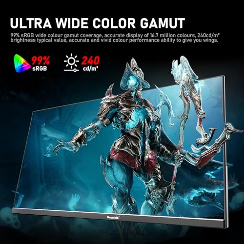 Gawfolk 24.5 Inch PC 200Hz Gaming Monitor, FHD 1080p screen, Built-in speakers,1ms without Bezel, freesync, 99% sRGB, 178 ° Angle View, HDMI、DisplayPort, Compatible with wall mounting 75*75MM - Black - Image 5