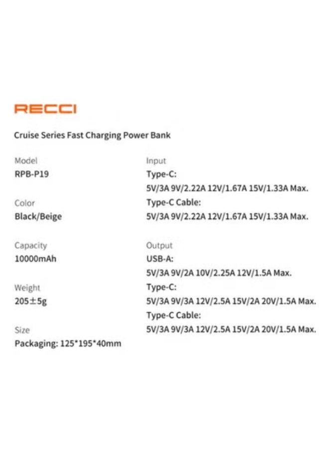 Recci RPB-P19 Fast Charging Power Bank Cruise Series 10000mAh - Image 4