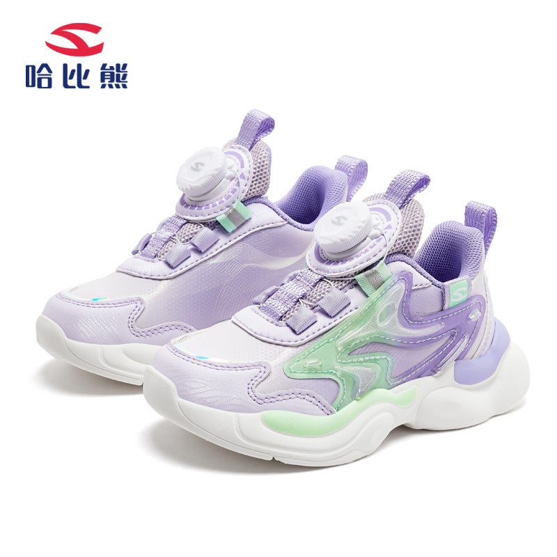 Habib Bear Autumn Leather Rotating Buckle Girls Sneaker Stain-Resistant Eva Soft Sole Women'S Treasure Running Shoes A Generation Of Hair - Image 1