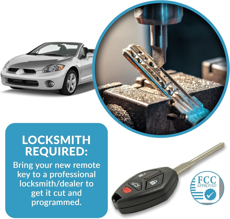 Keyless2Go Replacement 4 Button Remote Key Combo for Mitsubishi OUCG8D-620M-A - Image 5