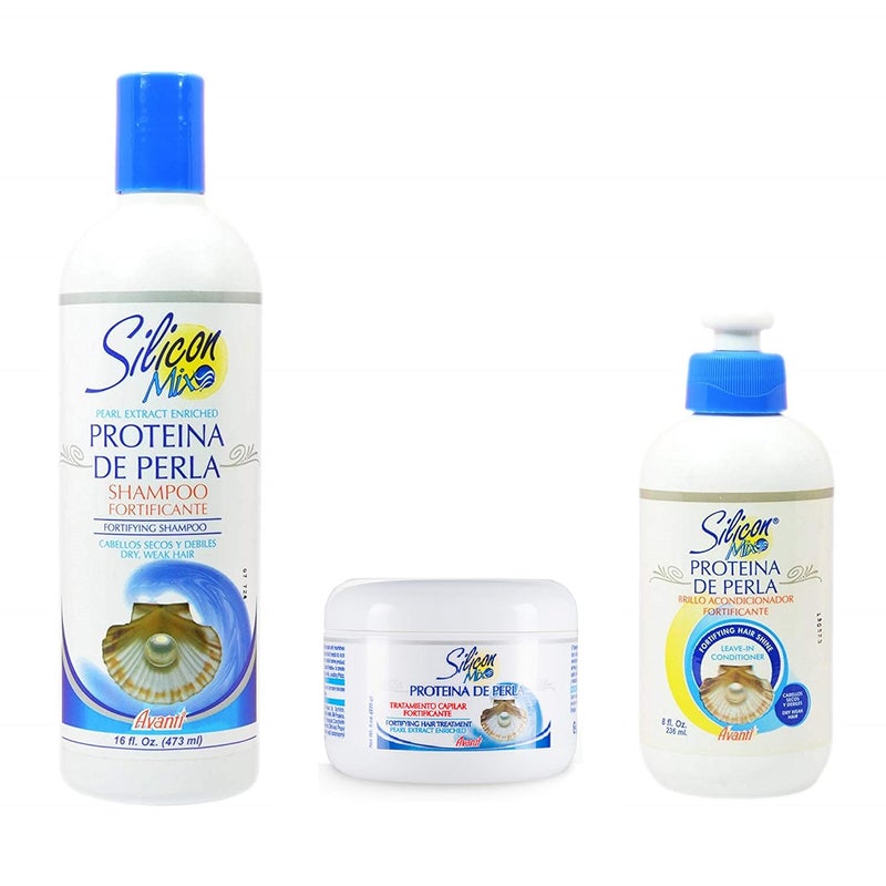 Silicon Mix Protieina De Perla Shampoo 16oz & Treatment & Leave-in 8oz "Set"