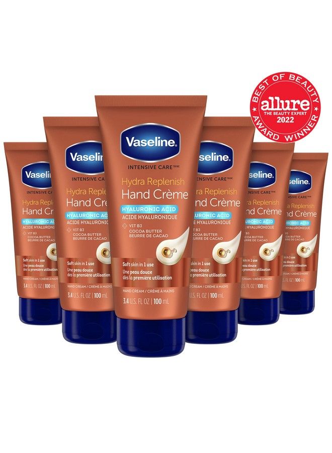 Vaseline Intensive Care Hand Crème Moisturizer For Dry Hands Hydra Replenish Made With Hyaluronic Acid Vitamin B3 And Cocoa Butter 3.4 Fl Oz (Pack Of 6) - Image 3