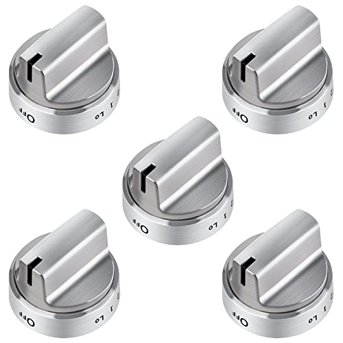 TURNEGOO WB03X24818 Gas Stove Knobs Stainless Steel Look Plastic Range Burner Control Knobs, Compatible for GE Range Gas Stove Knob, Replacements PS11729081(5packs) - Image 1