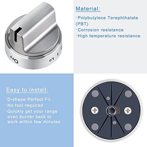 TURNEGOO WB03X24818 Gas Stove Knobs Stainless Steel Look Plastic Range Burner Control Knobs, Compatible for GE Range Gas Stove Knob, Replacements PS11729081(5packs) - Image 3