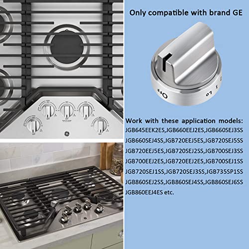 TURNEGOO WB03X24818 Gas Stove Knobs Stainless Steel Look Plastic Range Burner Control Knobs, Compatible for GE Range Gas Stove Knob, Replacements PS11729081(5packs) - Image 4