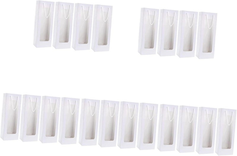 Garneck 20 Piece Set Kraft Paper Wine Bags White 36x12 5cm Elegant Carrier For Weddings Birthdays And Celebrations - Image 1