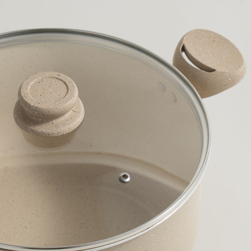 ألبرتو قدر ألومنيوم مع غطاء زجاج 8.5 لتر، كريمي - Image 2