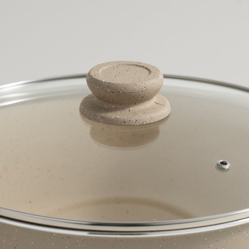 ألبرتو قدر ألومنيوم مع غطاء زجاج 8.5 لتر، كريمي - Image 3