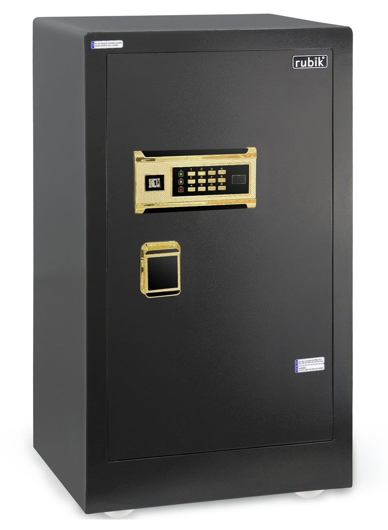 Rubik Safe Box Large with Dual Security Digital Keypad and Key Lock System Protect Money Documents for Home Office (Size 82x47x41cm) Black  - Image 1