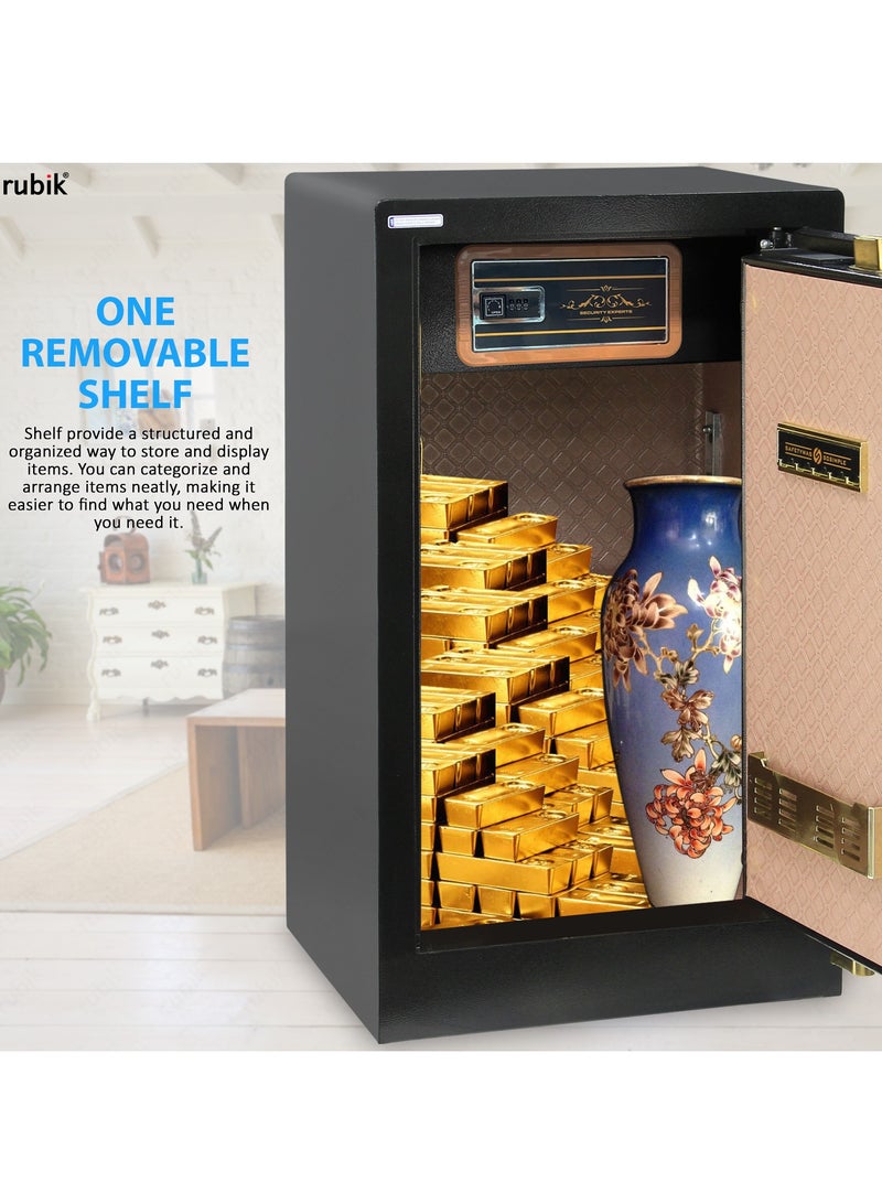 Rubik Safe Box Large with Dual Security Digital Keypad and Key Lock System Protect Money Documents for Home Office (Size 82x47x41cm) Black  - Image 2