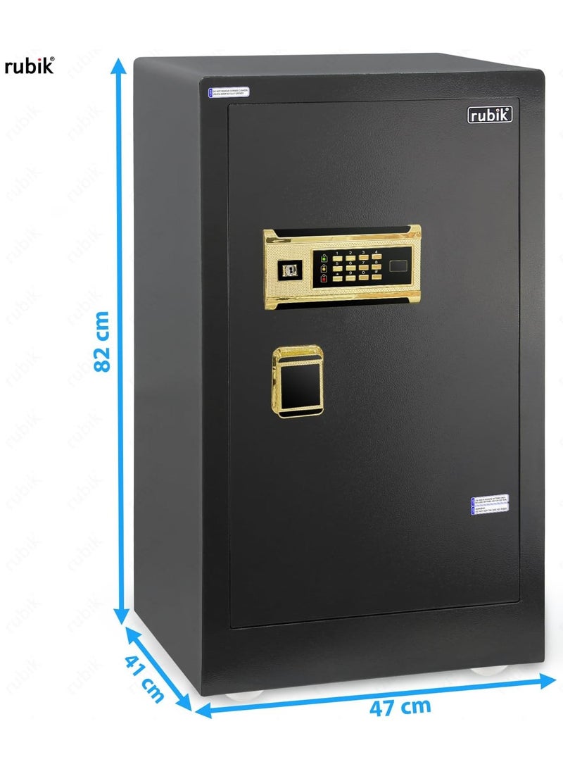 Rubik Safe Box Large with Dual Security Digital Keypad and Key Lock System Protect Money Documents for Home Office (Size 82x47x41cm) Black  - Image 5