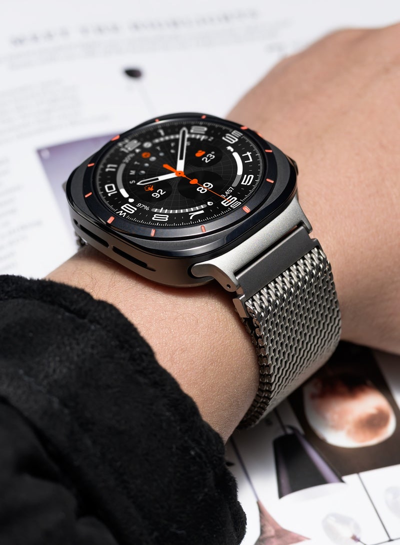 Beauenty Titanium Milanese Mesh Loop for Samsung Galaxy Watch Ultra 47мм LTE Men Women, DLC Scratch-resistant Coating Breathable Replacement Strap with Adjustable Parachute-style Buckle for Samsung Watch Ult - Image 4