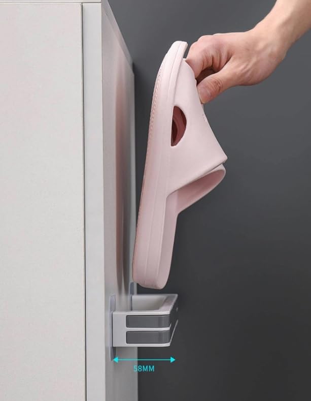 FYCAN COSKIRA Wall Mounted Shoes Rack Towel Holder Rack Slipper Rack Rustproof Bathroom Towel Holder Bathroom Toilet No Drilling Large Capacity Storage Design SelfAdhesive SpaceSaving 2 pairGrey - Image 4
