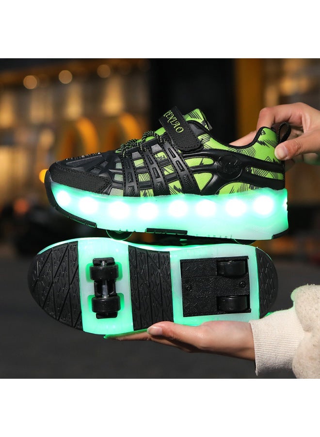 MIXSNOW Four-Wheel Unisex Sports Shoes with USB Charging, LED Lights, and Retractable Wheels - Image 1