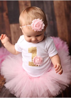 NajmStyle Baby Girl Birthday Unicorn Outfit Toddler Girl My 1st Birthday Romper Tutu Skirt with Headband Clothes Set Pink  - Image 2
