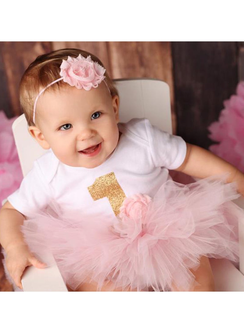 NajmStyle Baby Girl Birthday Unicorn Outfit Toddler Girl My 1st Birthday Romper Tutu Skirt with Headband Clothes Set Pink - Image 3