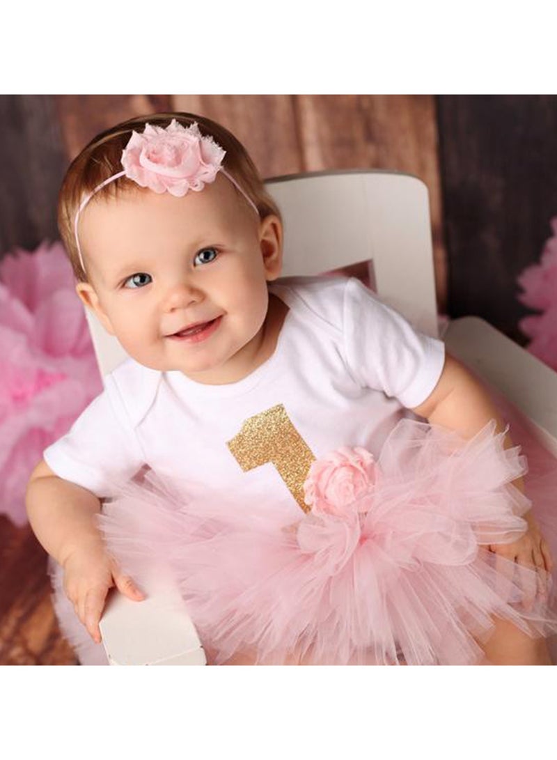 NajmStyle Baby Girl Birthday Unicorn Outfit Toddler Girl My 1st Birthday Romper Tutu Skirt with Headband Clothes Set Pink - Image 4