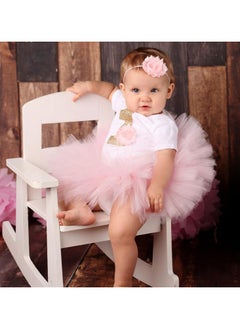 NajmStyle Baby Girl Birthday Unicorn Outfit Toddler Girl My 1st Birthday Romper Tutu Skirt with Headband Clothes Set Pink  - Image 5