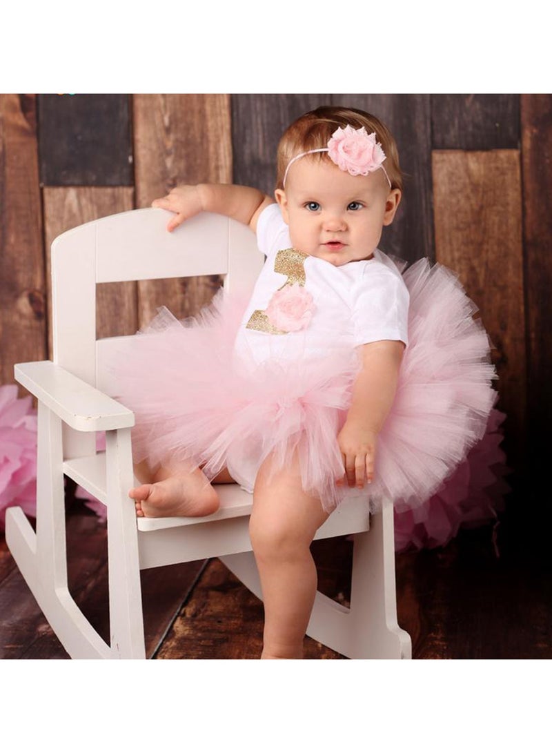 NajmStyle Baby Girl Birthday Unicorn Outfit Toddler Girl My 1st Birthday Romper Tutu Skirt with Headband Clothes Set Pink - Image 5