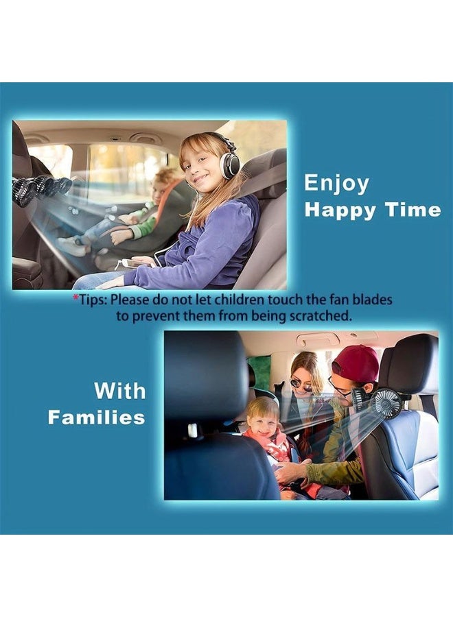 Adjustable Car Backseat Fan, 1 Count Summer Essential Double-head Electric Fan, Strong Wind Rear Seat Back 360 Degrees Rotation Large Air Volume Fan - Image 4