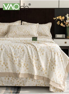 VAOdo 4PCS Queen Size Quilt Set  Atmospheric Luxury Print Summer Quilt Sets  Soft Bed Summer Quilt  Lightweight Microfiber Bedspread Modern Style Summer Quilt Sheets and Pillowcases for All Season Quilt  - Image 2