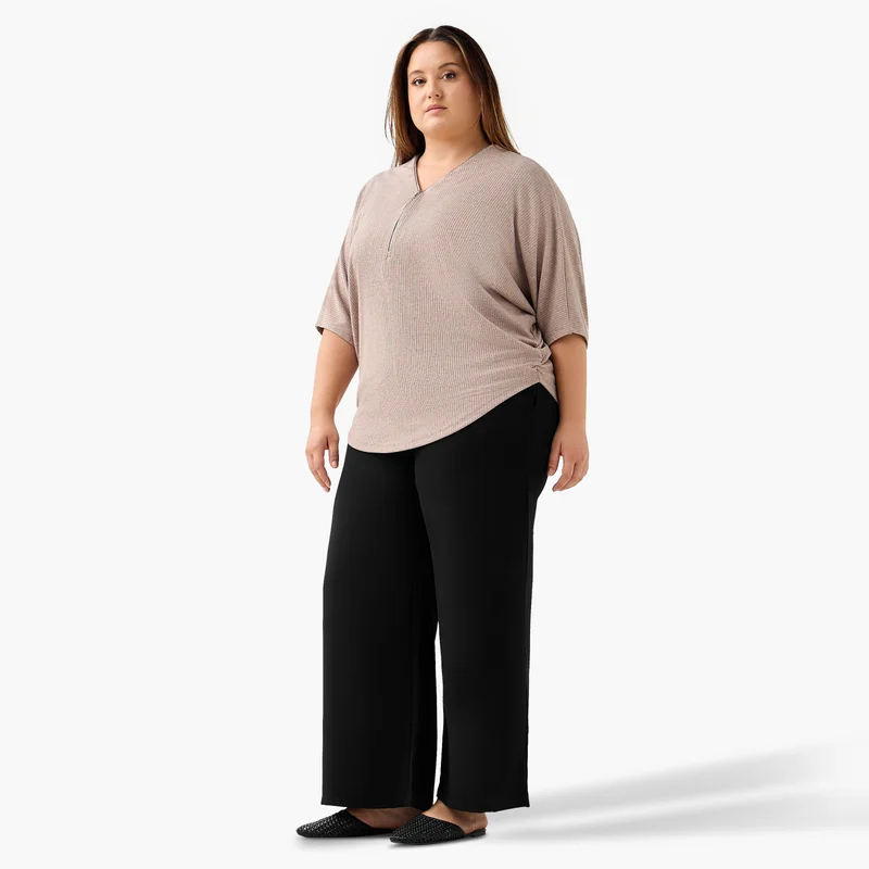  أولا بوبكن Ulla Popken T-shirt Relaxed Fit with Ribbed Detail