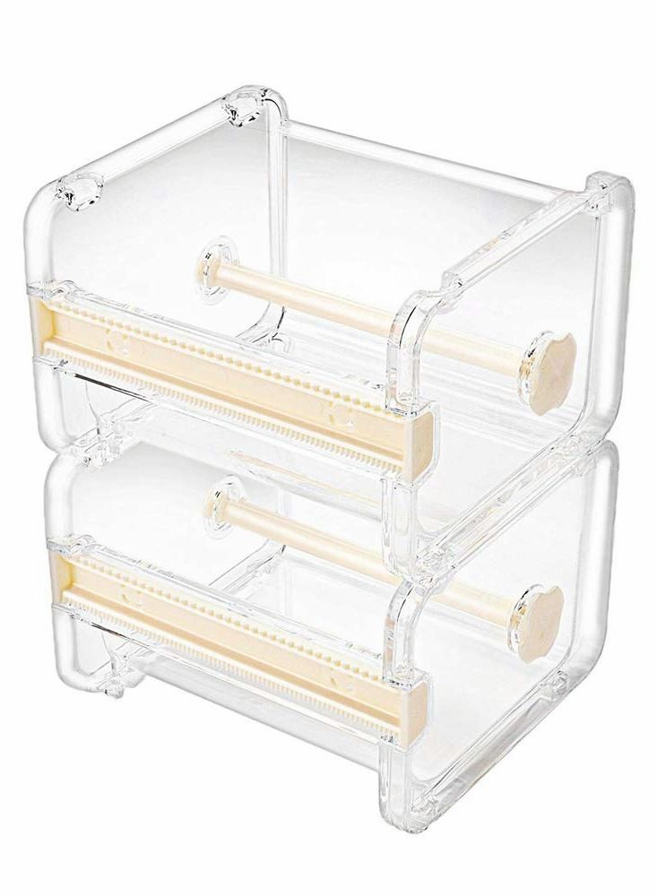 Excefore Transparent Desktop Multi Washi Masking Tape Storage Dispenser,Tape Cutter,Tape Roll Holder (Not Include Masking Tape), 2 Pack - Image 1