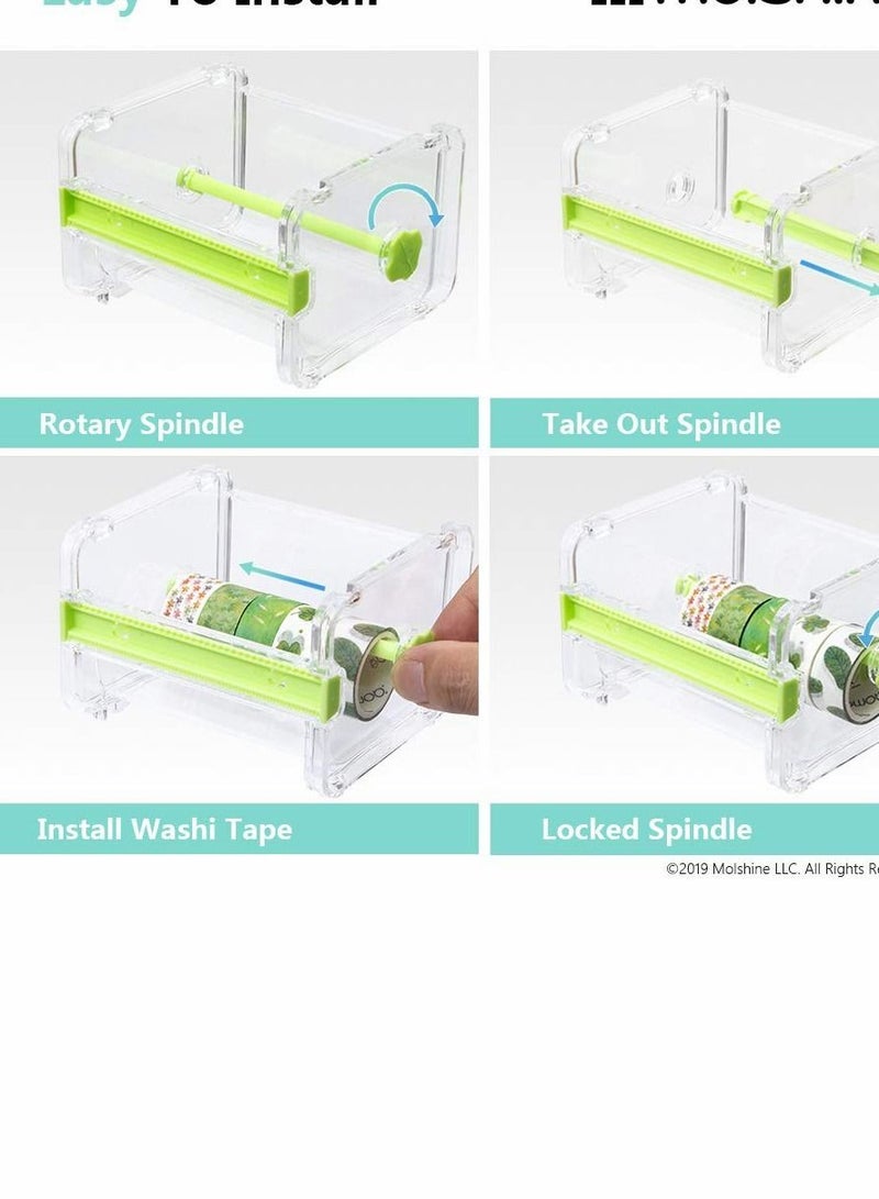 Excefore Transparent Desktop Multi Washi Masking Tape Storage Dispenser,Tape Cutter,Tape Roll Holder (Not Include Masking Tape), 2 Pack - Image 3