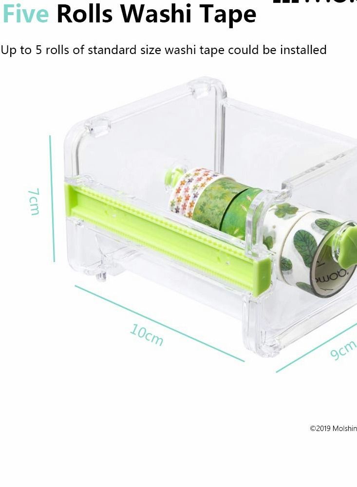 Excefore Transparent Desktop Multi Washi Masking Tape Storage Dispenser,Tape Cutter,Tape Roll Holder (Not Include Masking Tape), 2 Pack - Image 4