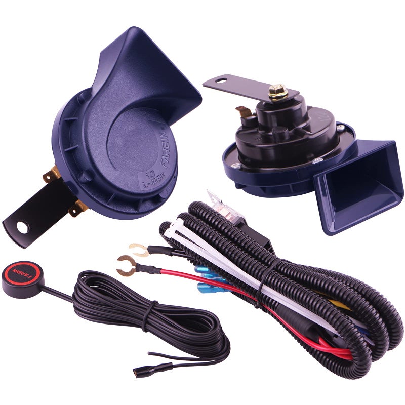 AOLIHAN Blue Electric Motohorn12V Train Horn for Car 130dBSuper Loud Horn for TruckDual Tone Snail Horns 510hz410hzWaterproof Car Horns with Relay and Switch Button