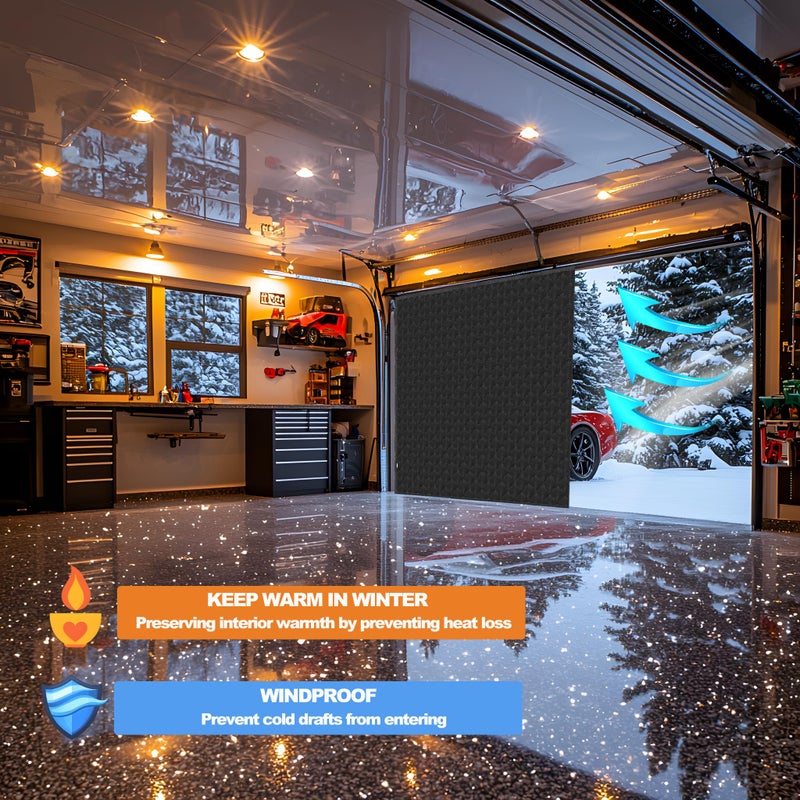 anrukler Garage Door Screen for Winter, Magnetic Thermal Insulated Door Curtain for Garage 8x7FT, Oxford Cloth-Thicken Polyester Fiber Fill, Self Sealing Screen Door, Easy Install, Pet and Kid Friendly - Image 4