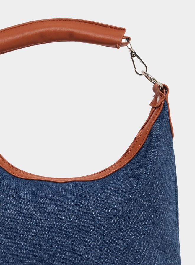Styli Denim Hobo Bag with Tan Accents - Image 3
