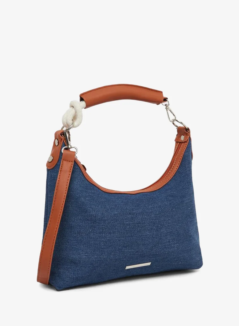 Styli Styli Denim Hobo Bag with Tan Accents