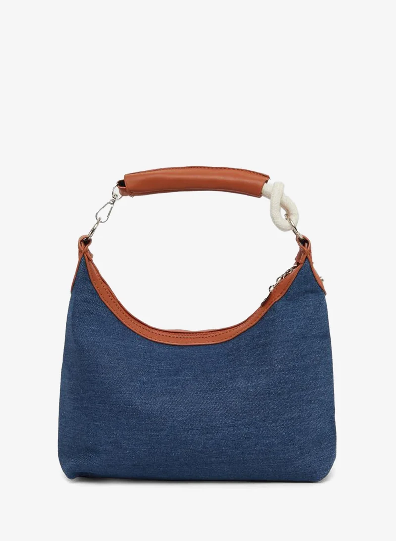 Styli Styli Denim Hobo Bag with Tan Accents