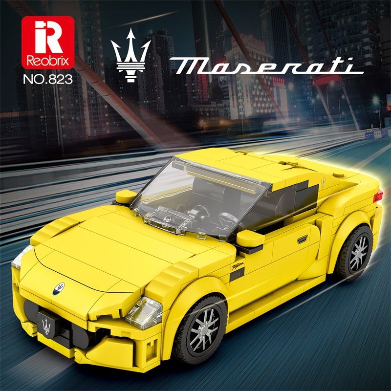 Reobrix Maserati Eight-Grids Car Building Blocks Sports Car Assembled Ornaments Police Car Model Boy Gift Toy - Image 3