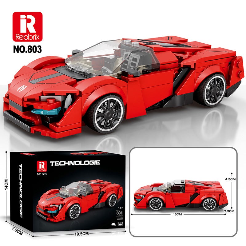 Reobrix Maserati Eight-Grids Car Building Blocks Sports Car Assembled Ornaments Police Car Model Boy Gift Toy - Image 1