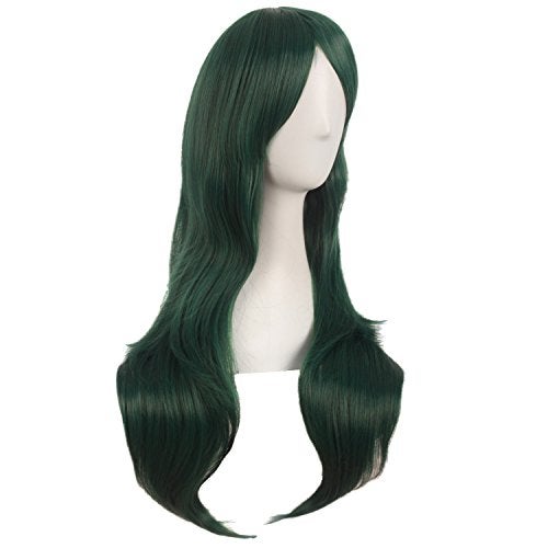 MapofBeauty 28 Inch70cm Women Side Bangs Long Curly Hair Cosplay Wigs Pine Green - Image 3