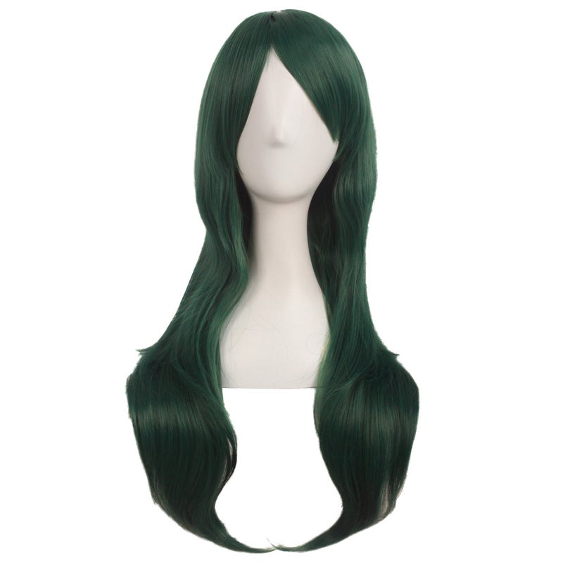 MapofBeauty 28 Inch70cm Women Side Bangs Long Curly Hair Cosplay Wigs Pine Green - Image 2
