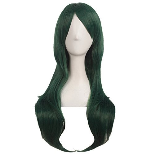 MapofBeauty 28 Inch70cm Women Side Bangs Long Curly Hair Cosplay Wigs Pine Green - Image 1