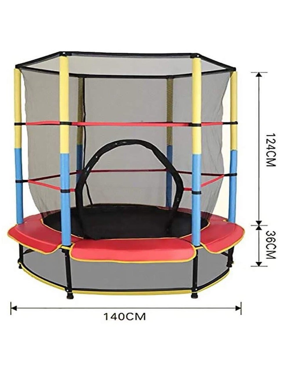 Trampoline For Kids with Safety Net and U Shaped Zipper - Red - 55S