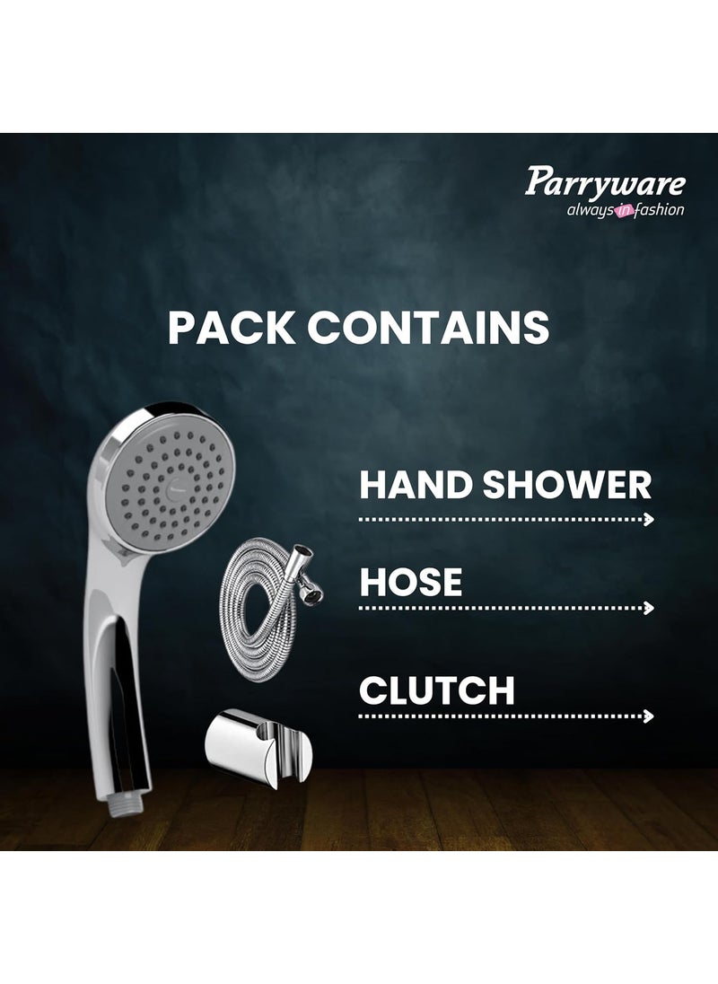 Parryware Parryware Single Flow Hand Shower With Hose Clutch Handheld Shower for Bathroom with Steel Flexible Tube Pipe 1 MeterHand Shower with Hose Pipe for HomeHotel Chrome Finish E8376A1T9902A1  - Image 3
