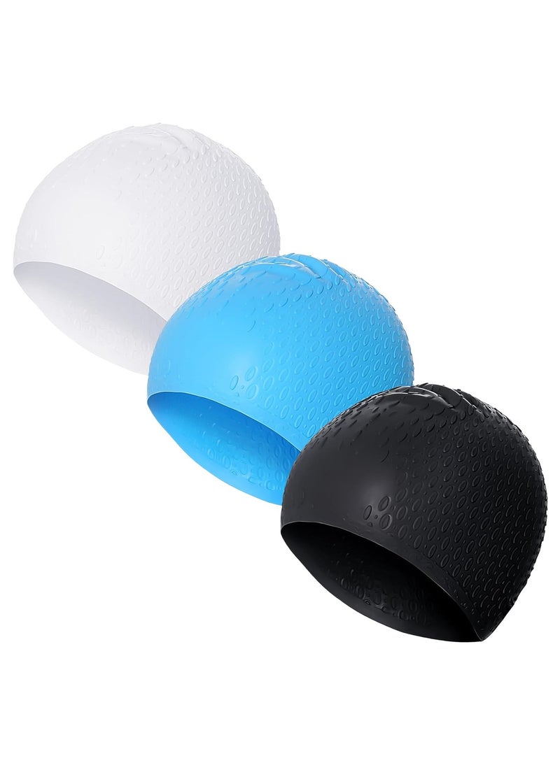 Barakah 3 Pcs Silicone Swim Cap for Women Men, Large Swimming Cap, Adult Swim Cap for Long Short Hair, Pool Caps Bathing Caps Swim Caps for Women Swimming, Waterproof Shower Caps That Keep Hair Dry - Image 1