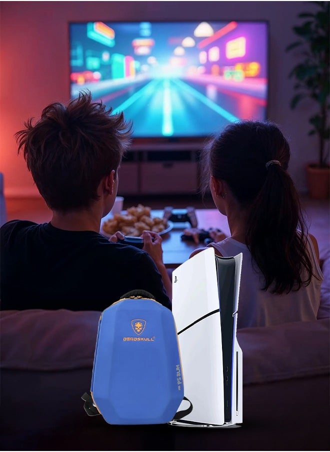 DEADSKULL For Sony PS5 Slim Carrying Case Travel Storage Bag Compatible with PlayStation 5 Slim Blue  - Image 4