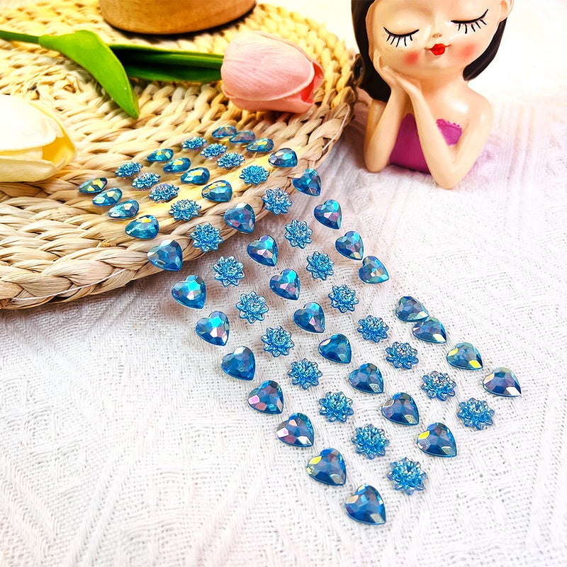 Pearl Diamond Stickers for Kids Face Decoration Blue 60 pieces (lotus + love) colorful gemstone stickers 