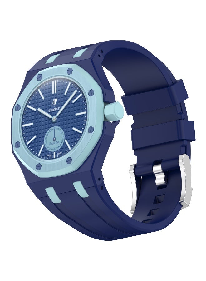 **سوار ساعة سيليكون متوافق مع ساعة AP x Swatch Royal Pop – سوار معصم بديل مقاوم للماء، سوار ناعم قابل للتحويل بتصميم يناسب التاج عند موضع الساعة الثالثة** - Image 1