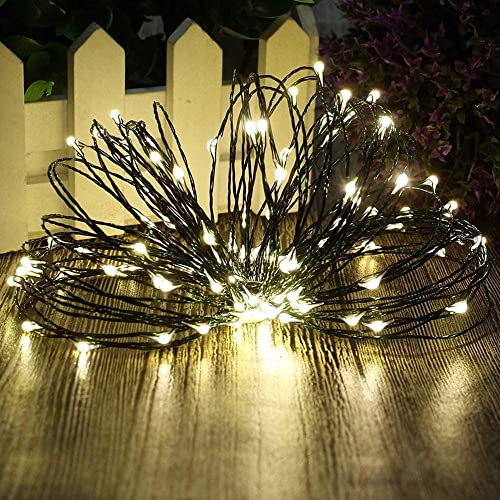 MASHANG Christmas Lights Battery String Lights 33FT 100 Micro LEDs Starry Lights Fairy Lights Firefly Lights with Dark Green Copper Wire for Christmas Tree Wreath DIY HolidayWarm White 2 Pack - Image 3