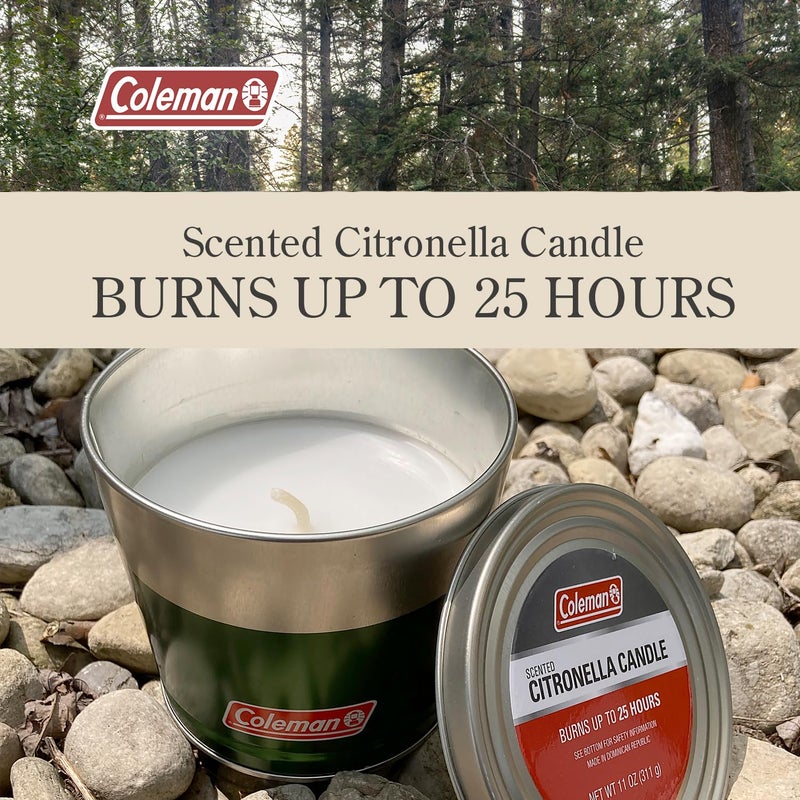 Coleman Outdoor Citronella Candle, Decorative Tin Candle for Patio, Backyard, Outdoor, Camping Candle, Tin Candle with Cover, Up to 25 Hours Burn time, 11oz - Image 2