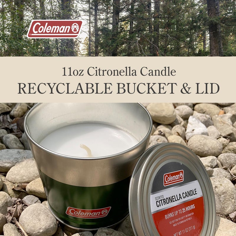 Coleman Outdoor Citronella Candle, Decorative Tin Candle for Patio, Backyard, Outdoor, Camping Candle, Tin Candle with Cover, Up to 25 Hours Burn time, 11oz - Image 3