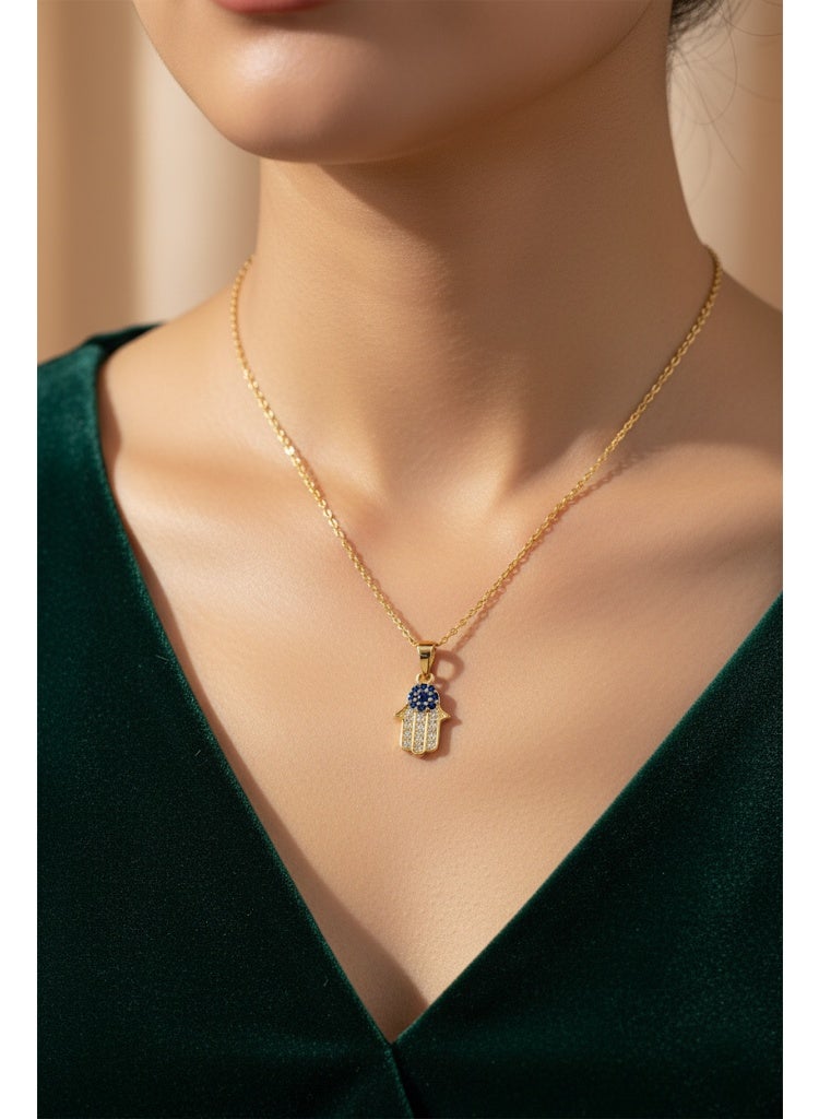 FLUFFY Women's Necklace with Crystal Hamsa Hand - Image 1