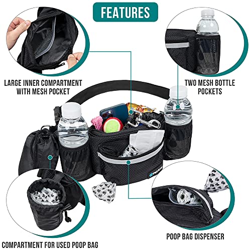 PetAmi Dog Fanny Pack, Treat Pouch for Dog Walking, Training, Built in Poop Bag Dispenser, Water Bottle Holder, Collapsible Bowl, Pet Treat Waist Belt for Hiking, Running, Kibbles (Black) - Image 3